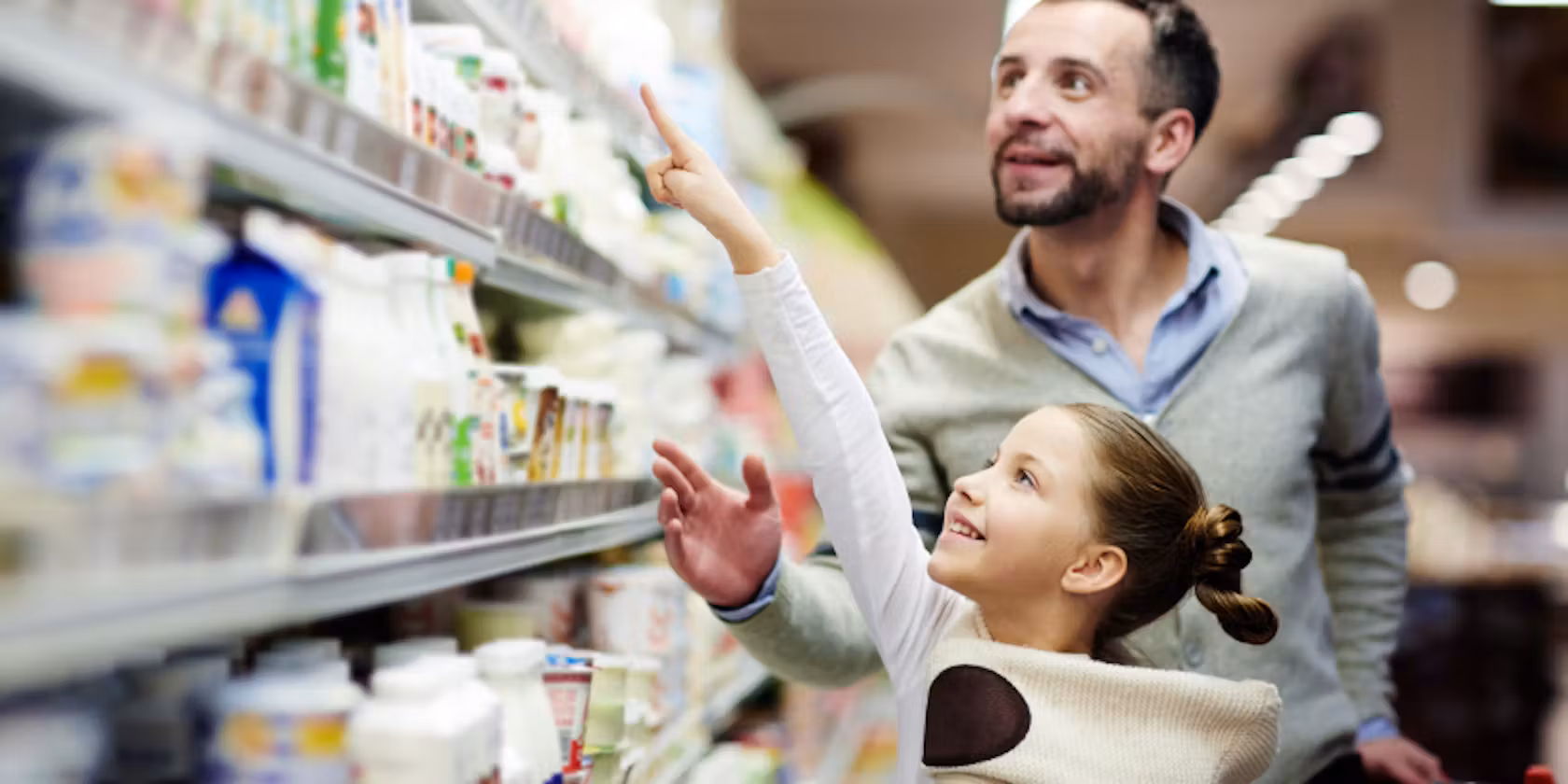 Father and daughter shopping